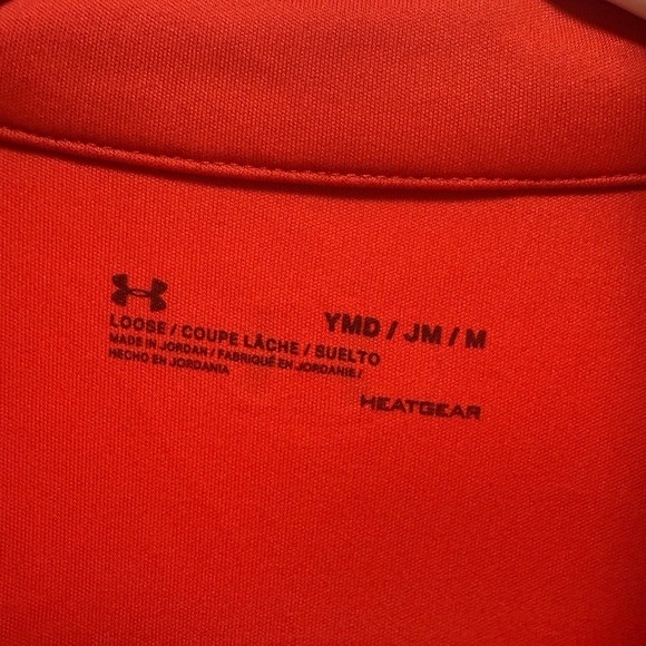 Under Armour Kids Red HeatGear Quarter Zip Pullover Long Sleeve Shirt YMD Medium - Picture 5 of 11